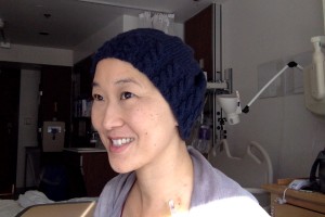 February 11, my first design for a knit hat, inspired by Zoës cable blanket, yarn from Elaine